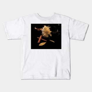 Chrysanthemum & Cinnamon 2 - Baroque Inspired Dark Still Life Photo Kids T-Shirt